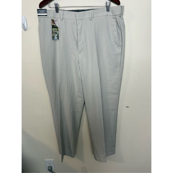 HAGGAR Men's Classic Fit Stretch Stria Dress Pants Style HD00650 Stone 38 X 29L - Picture 1 of 6